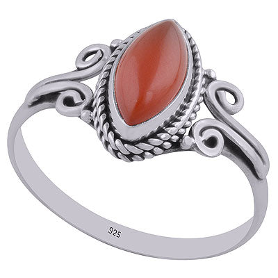 Gorgeous Twisted Coil Wire Work Around Carnelian Marquise Shape 925 Sterling Solid Silver Ring - R3402652-28
