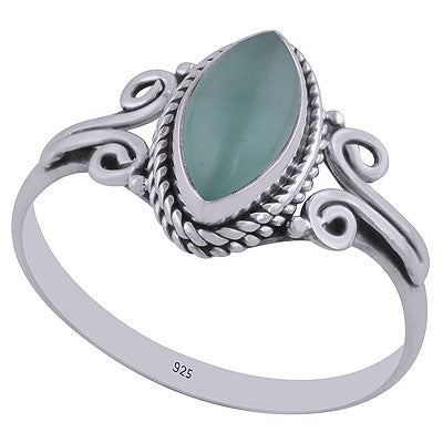 Gorgeous Twisted Coil Wire Work Around Aqua Chalcedony Marquise Shape 925 Sterling Solid Silver Ring - R3402652-44