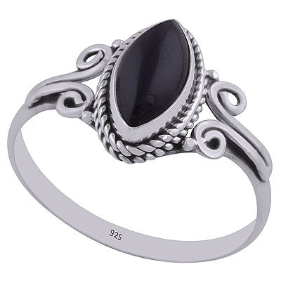 Gorgeous Twisted Coil Wire Work Around Black Onyx Marquise Shape 925 Sterling Solid Silver Ring - R3402652-5