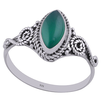 Alluring Handwork Around Green Onyx Marquise Shape 925 Sterling Solid Silver Ring - R3402653-19