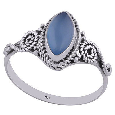 Alluring Handwork Around Blue Chalcedony Marquise Shape 925 Sterling Solid Silver Ring - R3402653-35