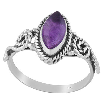 Alluring Handwork Around Amethyst Marquise Shape 925 Sterling Solid Silver Ring - R3402653-51