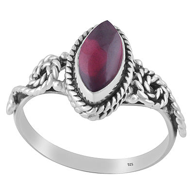 Alluring Handwork Around Garnet Marquise Shape 925 Sterling Solid Silver Ring - R3402653-52
