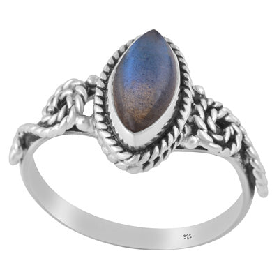 Alluring Handwork Around Labradorite Marquise Shape 925 Sterling Solid Silver Ring - R3402653-55