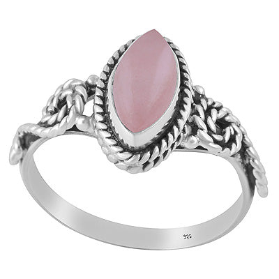 Alluring Handwork Around Rose Quartz Marquise Shape 925 Sterling Solid Silver Ring - R3402653-63