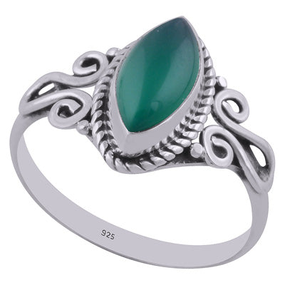 Beautiful Handwork Around Green Onyx Marquise Shape 925 Sterling Solid Silver Ring - R3402654-18