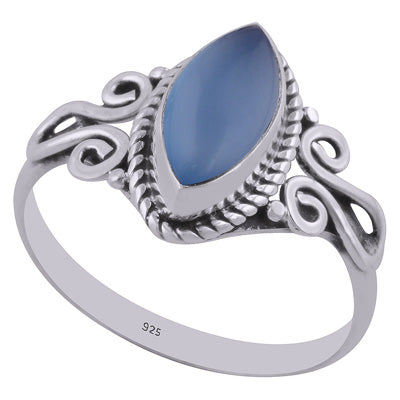 Beautiful Handwork Around Blue Chalcedony Marquise Shape 925 Sterling Solid Silver Ring - R3402654-34