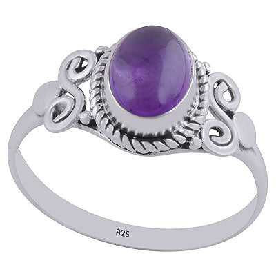 Gorgeous Coil Work Around Amethyst Oval Shape 925 Sterling Solid Silver Ring - R3402655-1