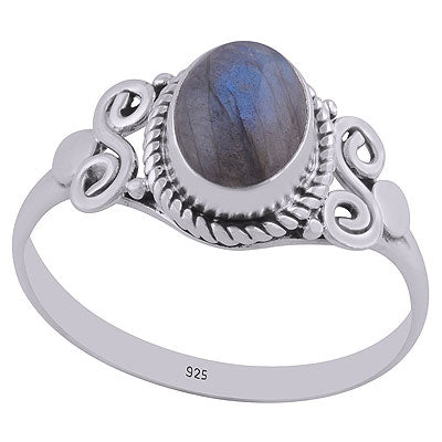 Gorgeous Coil Work Around Labradorite Oval Shape 925 Sterling Solid Silver Ring - R3402655-17