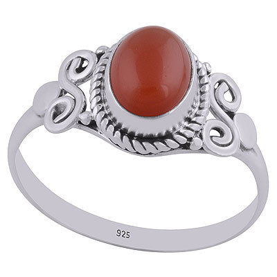 Gorgeous Coil Work Around Carnelian Oval Shape 925 Sterling Solid Silver Ring - R3402655-26