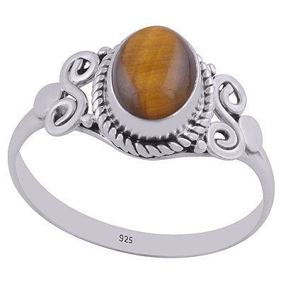 Gorgeous Coil Work Around Tiger's Eye Oval Shape 925 Sterling Solid Silver Ring - R3402655-30