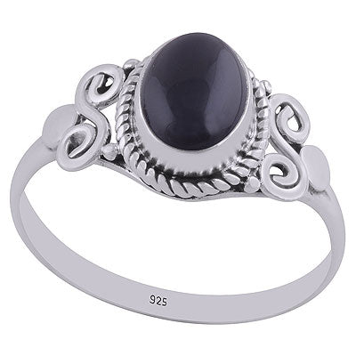 Gorgeous Coil Work Around Black Onyx Oval Shape 925 Sterling Solid Silver Ring - R3402655-38