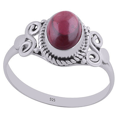 Gorgeous Coil Work Around Garnet Oval Shape 925 Sterling Solid Silver Ring - R3402655-6