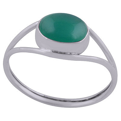 Stunning Split Shank Around Green Onyx Oval Shape 925 Sterling Solid Silver Ring - R3402658-28