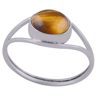 Stunning Split Shank Around Tiger's Eye Oval Shape 925 Sterling Solid Silver Ring - R3402658-31