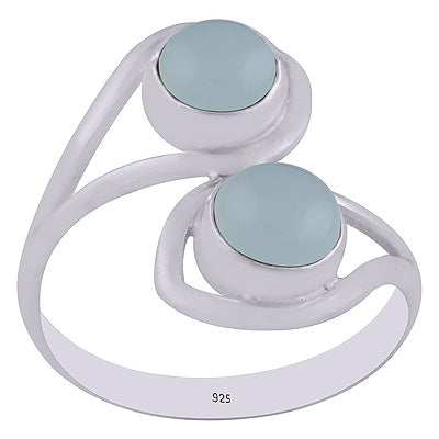 Beautiful Split Shank Around Two Stone Aqua Chalcedony Round Shape 925 Sterling Solid Silver Ring - R3402665-28