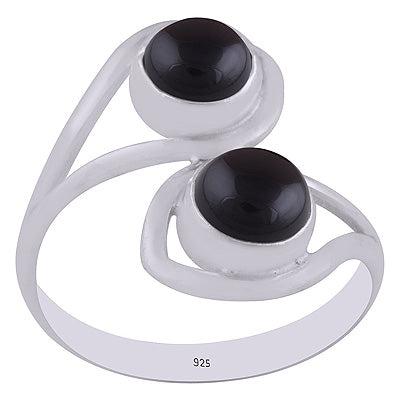 Beautiful Split Shank Around Two Stone Black Onyx Round Shape 925 Sterling Solid Silver Ring - R3402665-31