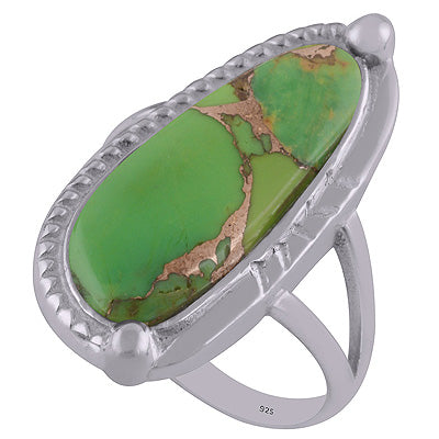 Green Copper Turquoise 925 Sterling Silver Ring - R3402667-6