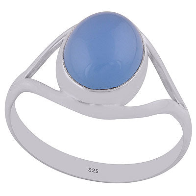 Gorgeous Split Shank Blue Chalcedony Oval Shape 925 Sterling Solid Silver Ring - R3402670-28