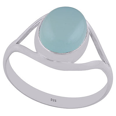 Gorgeous Split Shank Aqua Chalcedony Oval Shape 925 Sterling Solid Silver Ring - R3402670-31