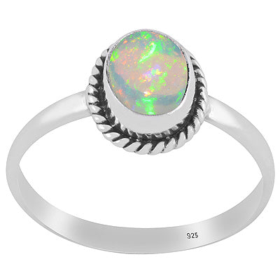 Authentic Wire Work Around Ethiopian Opal Oval Shape 925 Sterling Solid Silver Ring - R3402674-20