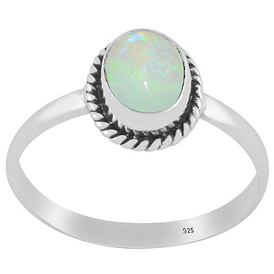 Authentic Wire Work Around Ethiopian Opal Oval Shape 925 Sterling Solid Silver Ring - R3402674-21
