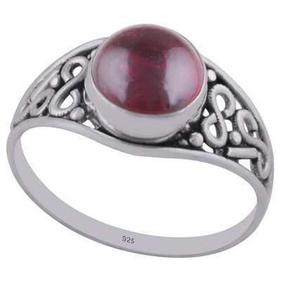 Handmade Wirework Garnet Round Shape 925 Sterling Solid Silver Ring - R3402677-4