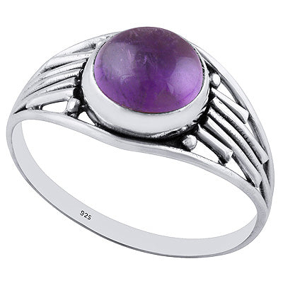 Unique Wirework Amethyst Round Shape 925 Sterling Solid Silver Rings - R3402679-1
