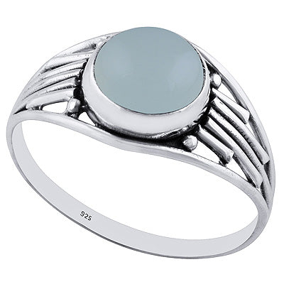 Unique Wirework Aqua Chalcedony Round Shape 925 Sterling Solid Silver Rings - R3402679-19