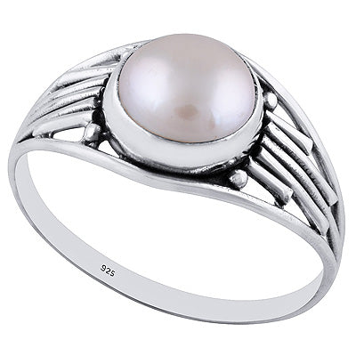 Unique Wirework Pearl Round Shape 925 Sterling Solid Silver Rings - R3402679-24