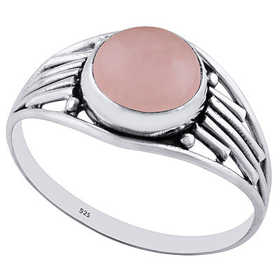 Unique Wirework Rose Quartz Round Shape 925 Sterling Solid Silver Rings - R3402679-29