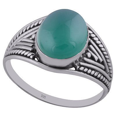 Beautifully Handcrafted Wire Work Around Green Onyx Oval Shape 925 Sterling Solid Silver Ring - R3402680-31