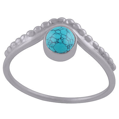 Stunning Rawa Work Around Turquoise Round Shape 925 Sterling Solid Silver Ring - R3402706-3