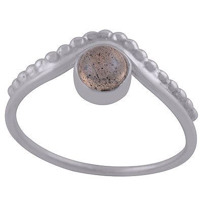 Stunning Rawa Work Around Labradorite Round Shape 925 Sterling Solid Silver Ring - R3402706-5