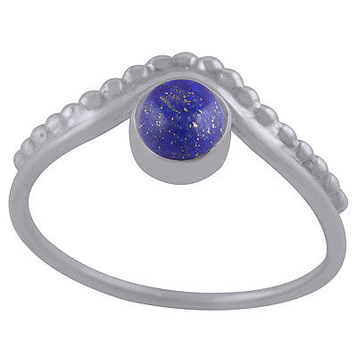 Stunning Rawa Work Around Lapis Round Shape 925 Sterling Solid Silver Ring - R3402706-6