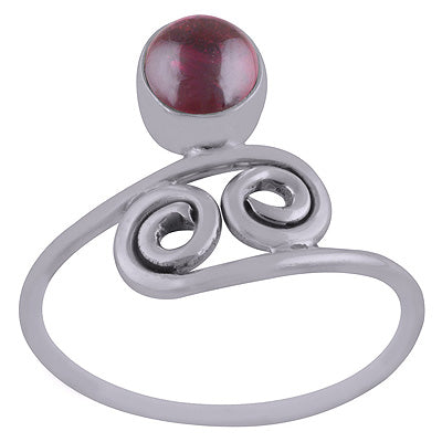 Beautiful Coil Around Garnet Round Shape 925 Sterling Solid Silver Ring - R3402708-2