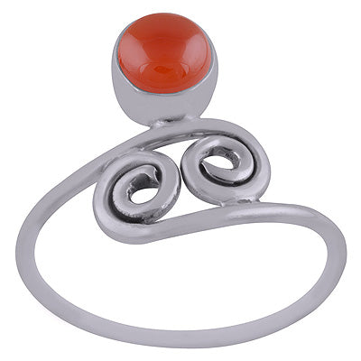 Beautiful Coil Around Carnelian Round Shape 925 Sterling Solid Silver Ring - R3402708-9