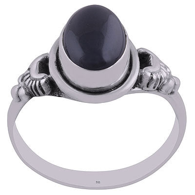 Gorgeous Handcrafted Oxidised Work Around Black Onyx Oval Shape 925 Sterling Solid Silver Ring - R3402712-13