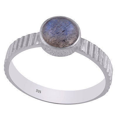 Gorgeous Texture Around Labradorite Round Shape 925 Sterling Solid Silver Ring - R3402732-55