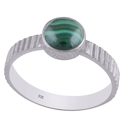 Gorgeous Texture Around Malachite Round Shape 925 Sterling Solid Silver Ring - R3402732-62