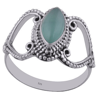 Stunning Cut & Rawa Work Around Aqua Chalcedony Marquise Shape 925 Sterling Solid Silver Ring - R3402735-11