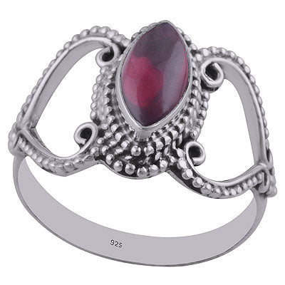 Stunning Cut & Rawa Work Around Garnet Marquise Shape 925 Sterling Solid Silver Ring - R3402735-2