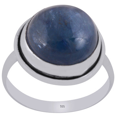 Beautiful Plain Kyanite Round Shape 925 Sterling Solid Silver Ring - R3402739-3