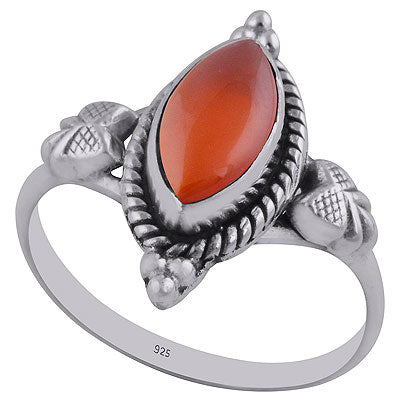 Stunning Twisted Wire Work Around Carnelian Marquise Shape 925 Sterling Solid Silver Ring - R3402741-13