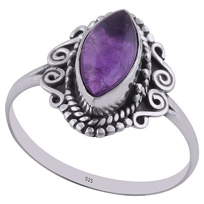 Alluring Rawa & Coil Wire Work Around Amethyst Marquise Shape 925 Sterling Solid Silver Ring - R3402743-1