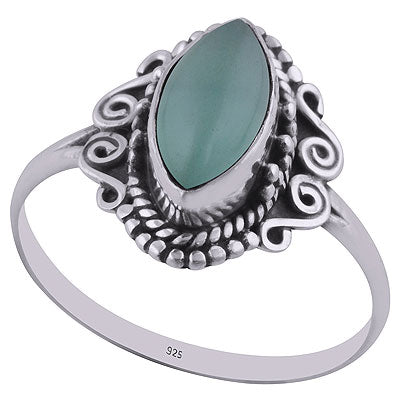 Alluring Rawa & Coil Wire Work Around Aqua Chalcedony Marquise Shape 925 Sterling Solid Silver Ring - R3402743-10