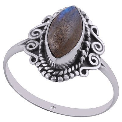 Alluring Rawa & Coil Wire Work Around Labradorite Marquise Shape 925 Sterling Solid Silver Ring - R3402743-5