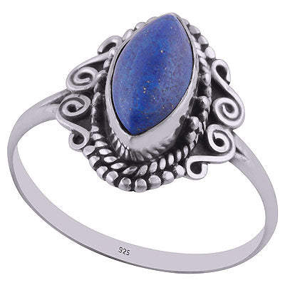 Alluring Rawa & Coil Wire Work Around Lapis Marquise Shape 925 Sterling Solid Silver Ring - R3402743-6