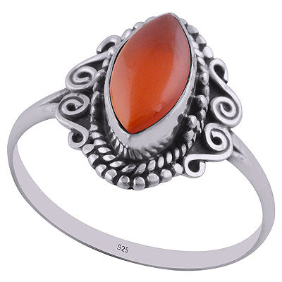 Alluring Rawa & Coil Wire Work Around Carnelian Marquise Shape 925 Sterling Solid Silver Ring - R3402743-7