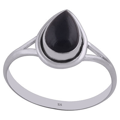Stunning Split Shank Around Black Onyx Pear Shape 925 Sterling Solid Silver Ring - R3402750-14